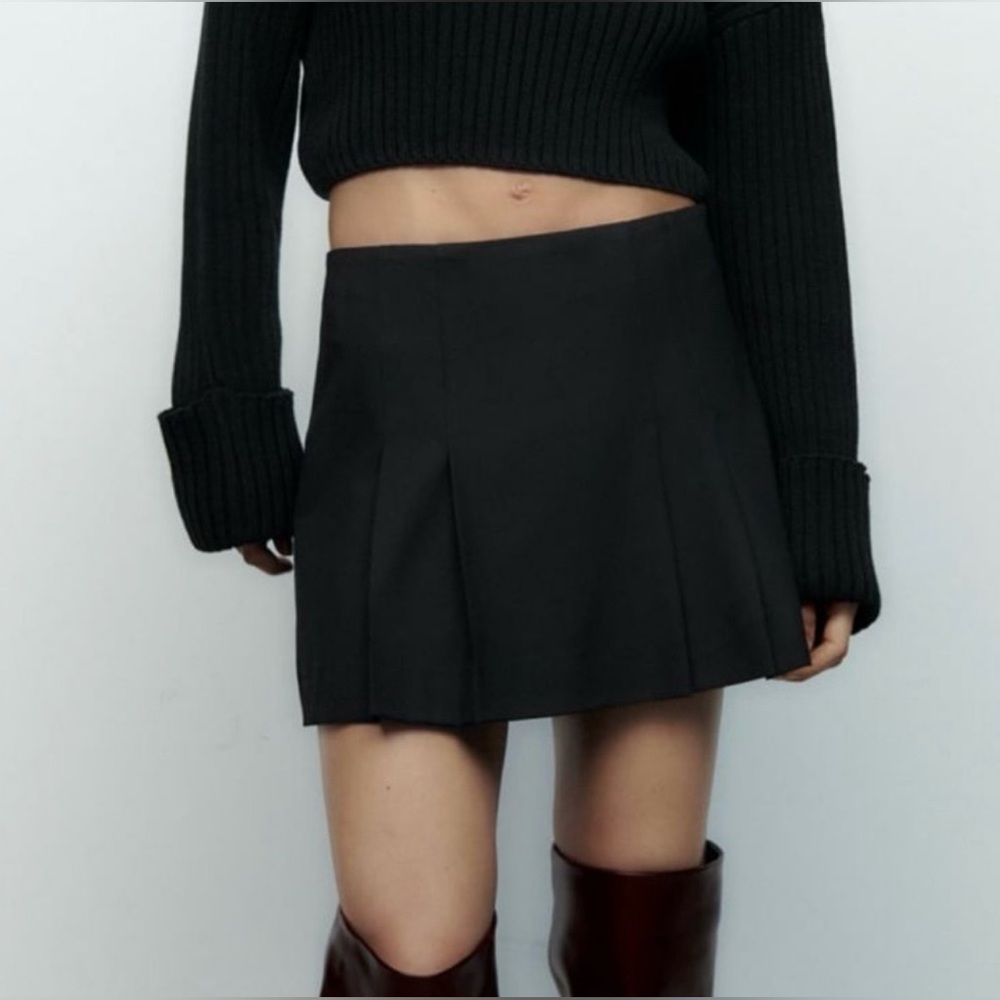 Zara Skirt Womens S Black Box Pleated Mini Skirt Schoolgirl Y2K Preppy Academia